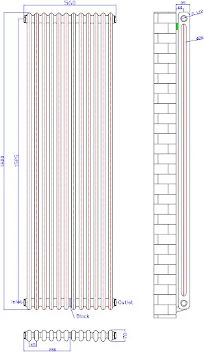 Park Lane Traditional Vertical Colosseum Double Bar Column Radiator White - 1600 X 560mm 6 Park Lane Traditional Vertical Colosseum Double Bar Column Radiator White - 1600 X 560mm - Image 4