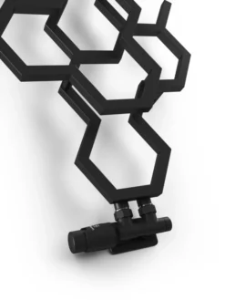 Terma Twins Left Sided All In One Integrated 50mm Valves With Pipe Masking Set For Hex Radiator Matt Black - TGETTWINLS95