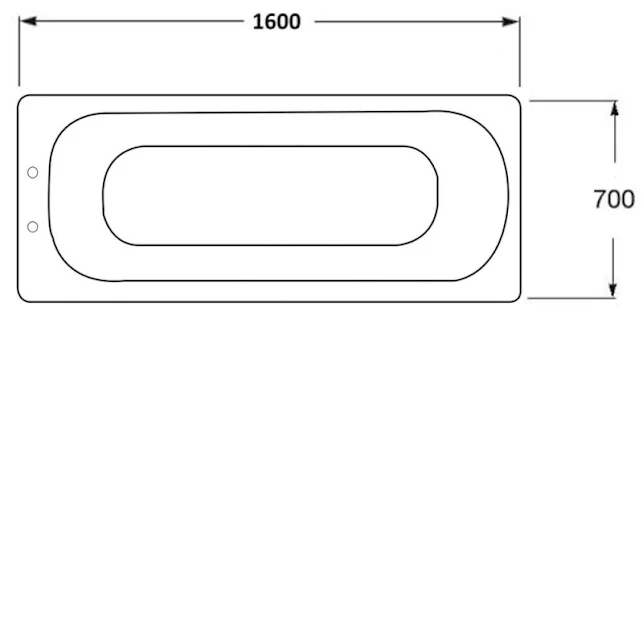 Essential 1600 X 700mm Single Ended Anti-Slip Steel Bath With Grip Holes And 2 Tap Holes White - ESB009 4 Essential 1600 X 700mm Single Ended Anti-Slip Steel Bath With Grip Holes And 2 Tap Holes White - ESB009 - Image 2
