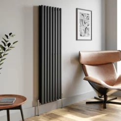 DuraTherm Vertical Oval Tube Double Panel Designer Radiator - 1600 X 480mm Anthracite -UK Bathroom Supplies Sales 045ba624 3026 4108 8554 0ed25bcd88af