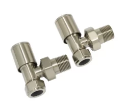 Discount Round Angled Manual Radiator Valve And Lockshield Pack 15mm Brushed Matt - CYL850S