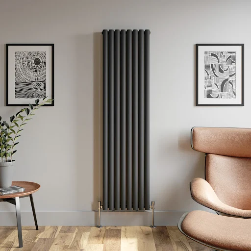 DuraTherm Vertical Oval Tube Double Panel Designer Radiator - 1800 X 480mm Anthracite 4 DuraTherm Vertical Oval Tube Double Panel Designer Radiator - 1800 X 480mm Anthracite - Image 2