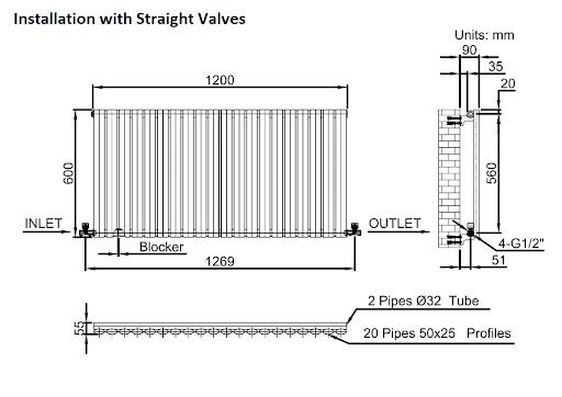 DuraTherm Horizontal Oval Tube Single Panel Designer Radiator - 600 X 1200mm White 11 DuraTherm Horizontal Oval Tube Single Panel Designer Radiator - 600 X 1200mm White - Image 9