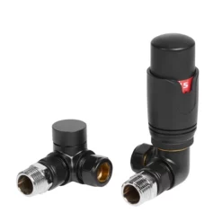 Towelrads Black 15mm Corner TRV And Lockshield Set - 123003