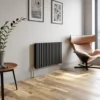 DuraTherm Horizontal Oval Tube Double Panel Designer Radiator - 600 X 1020mm Anthracite