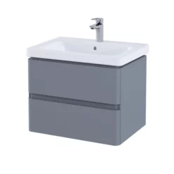 RAK Ceramics Resort 650 Double Draw Basin Unit In Matt Grey - RAKRSTWBU65603