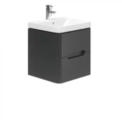 Essential Colorado 500mm Wall Hung Unit And Basin Graphite Grey - EFP704GG