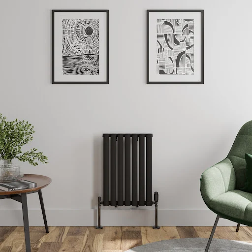 DuraTherm Horizontal Oval Tube Single Panel Designer Radiator - 600 X 420mm Black 3 DuraTherm Horizontal Oval Tube Single Panel Designer Radiator - 600 X 420mm Black