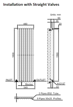 DuraTherm Vertical Oval Tube Single Panel Designer Radiator - 1600 X 480mm White -UK Bathroom Supplies Sales 16b03b1e 7d3d 479e ac71 5be91500afd8