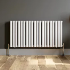 DuraTherm Horizontal Oval Tube Double Panel Designer Radiator - 600 X 1200mm White -UK Bathroom Supplies Sales 18457675 9181 4b09 a7b2 b00da1d6feca