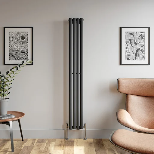DuraTherm Vertical Oval Tube Single Panel Designer Radiator - 1800 X 240mm Anthracite 4 DuraTherm Vertical Oval Tube Single Panel Designer Radiator - 1800 X 240mm Anthracite - Image 2