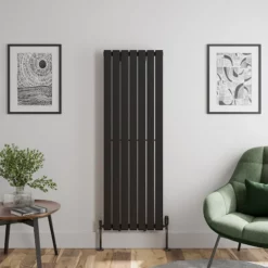 DuraTherm Vertical Single Flat Panel Designer Radiator - 1600 X 528mm Black