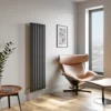 DuraTherm Vertical Oval Tube Single Panel Designer Radiator - 1600 X 480mm Anthracite