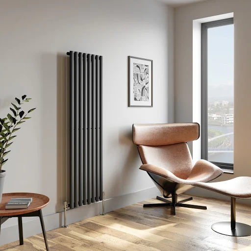 DuraTherm Vertical Oval Tube Single Panel Designer Radiator - 1600 X 480mm Anthracite 3 DuraTherm Vertical Oval Tube Single Panel Designer Radiator - 1600 X 480mm Anthracite