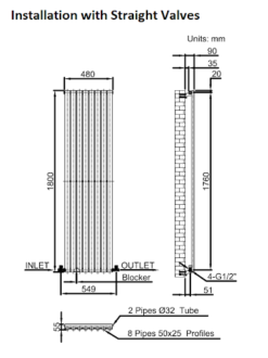 DuraTherm Vertical Oval Tube Single Panel Designer Radiator - 1800 X 480mm White -UK Bathroom Supplies Sales 2cbf2b59 edbc 403c 90b0 267589cf46d1
