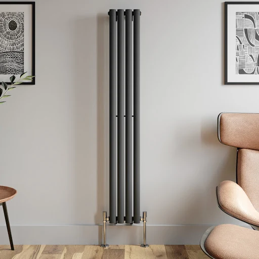 DuraTherm Vertical Oval Tube Single Panel Designer Radiator - 1600 X 240mm Anthracite 6 DuraTherm Vertical Oval Tube Single Panel Designer Radiator - 1600 X 240mm Anthracite - Image 4