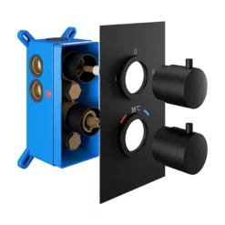 Loch 2 Outlet With Easi Box - Round Black - PMN0121