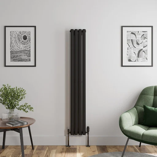 DuraTherm Vertical Oval Tube Double Panel Designer Radiator - 1600 X 240mm Black 3 DuraTherm Vertical Oval Tube Double Panel Designer Radiator - 1600 X 240mm Black