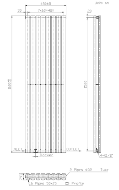 DuraTherm Vertical Oval Tube Double Panel Designer Radiator - 1600 X 480mm Anthracite -UK Bathroom Supplies Sales 3914f147 de70 4356 b87a e81453b36a57