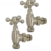 Ultraheat 15mm Traditional Cross Head Angled Manual Radiator Valve And Lockshield Pack - Brushed Matt - TLB850S