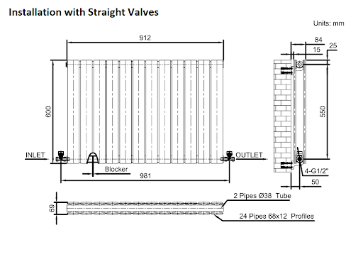 DuraTherm Horizontal Double Flat Panel Designer Radiator - 600 X 912mm Anthracite 10 DuraTherm Horizontal Double Flat Panel Designer Radiator - 600 X 912mm Anthracite - Image 8