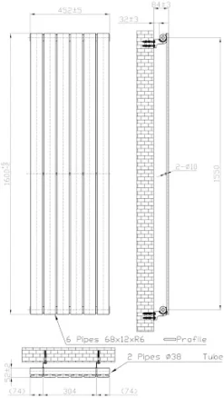 DuraTherm Vertical Single Flat Panel Designer Radiator - 1600 X 452mm Black -UK Bathroom Supplies Sales 3e5fb73e c9bf 4991 b770 86660e11e1e5