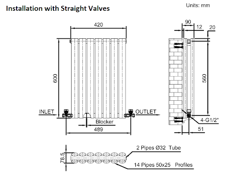DuraTherm Horizontal Oval Tube Double Panel Designer Radiator - 600 X 420mm Anthracite 10 DuraTherm Horizontal Oval Tube Double Panel Designer Radiator - 600 X 420mm Anthracite - Image 8