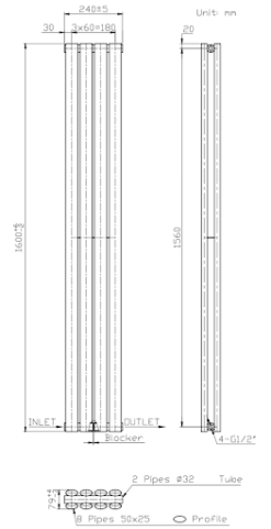 DuraTherm Vertical Oval Tube Double Panel Designer Radiator - 1600 X 240mm Anthracite -UK Bathroom Supplies Sales 439ff134 d8ba 4c7a 9ab3 18ff66b96505