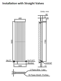 DuraTherm Vertical Oval Tube Double Panel Designer Radiator - 1800 X 480mm White -UK Bathroom Supplies Sales 440305d9 8cf8 48bd 9f40 53a2669cd9c0