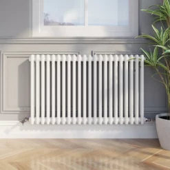 Park Lane Traditional Colosseum Double Bar Column Radiator White 600 X 1010mm