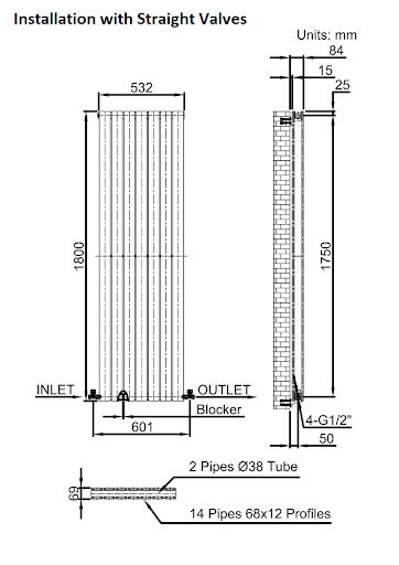 DuraTherm Vertical Double Flat Panel Designer Radiator - 1800 X 532mm White 11 DuraTherm Vertical Double Flat Panel Designer Radiator - 1800 X 532mm White - Image 9
