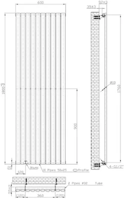 DuraTherm Vertical Oval Tube Single Panel Designer Radiator - 1800 X 600mm Black 9 DuraTherm Vertical Oval Tube Single Panel Designer Radiator - 1800 X 600mm Black -UK Bathroom Supplies Sales 4b23e0b5 cefd 47bb b1d1 82e6de427507