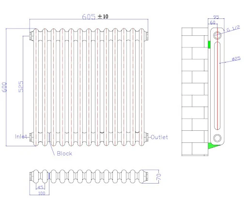 Park Lane Traditional Colosseum Double Bar Column Radiator White 600 X 605mm 6 Park Lane Traditional Colosseum Double Bar Column Radiator White 600 X 605mm - Image 4