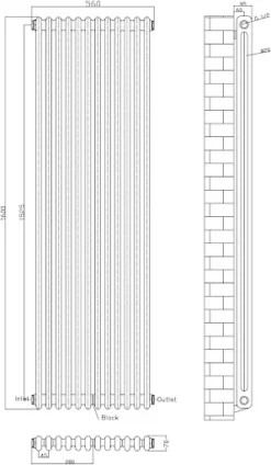 Park Lane Traditional Vertical Colosseum Double Bar Column Radiator Black - 1600 X 560mm -UK Bathroom Supplies Sales 4edfdc53 4b19 4d82 bbb6 67f2072f0d76