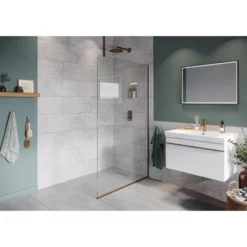 Loch Wetroom Screen With Ceiling Bar 2000mm X 800mm Brushed Bronze - PMN0359