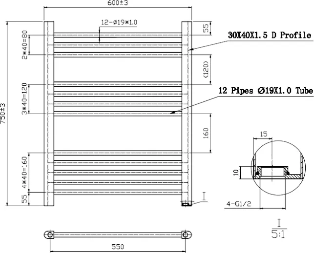 Essentials Heated Towel Rail Chrome 750 X 600mm Flat 9 Essentials Heated Towel Rail Chrome 750 X 600mm Flat - Image 7