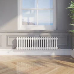 Park Lane Traditional Colosseum Double Bar Column Radiator White 300 X 1010mm