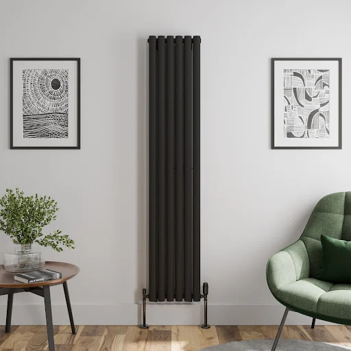 DuraTherm Vertical Oval Tube Double Panel Designer Radiator - 1800 X 360mm Black 3 DuraTherm Vertical Oval Tube Double Panel Designer Radiator - 1800 X 360mm Black