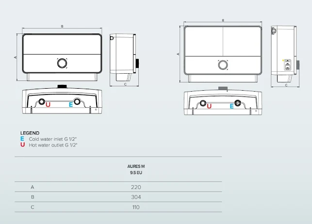 Ariston Aures Multi 9.5kW Electric Instantaneous Water Heater - 3195216 5 Ariston Aures Multi 9.5kW Electric Instantaneous Water Heater - 3195216 - Image 3
