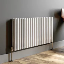 DuraTherm Horizontal Oval Tube Double Panel Designer Radiator - 600 X 1200mm White -UK Bathroom Supplies Sales 59774c86 4c53 4658 bd54 fab294e024d8