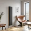 DuraTherm Vertical Oval Tube Double Panel Designer Radiator - 1600 X 360mm Anthracite