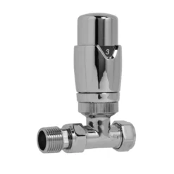 Essential Thermostatic Radiator Valves Straight Valve 15mm Pipe Chrome - 148800