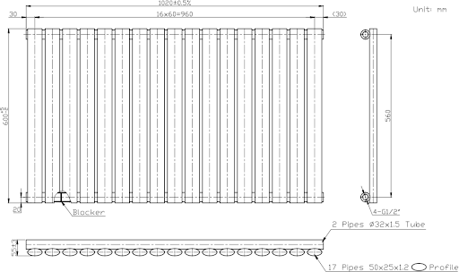 DuraTherm Horizontal Oval Tube Single Panel Designer Radiator - 600 X 1020mm White 9 DuraTherm Horizontal Oval Tube Single Panel Designer Radiator - 600 X 1020mm White - Image 7