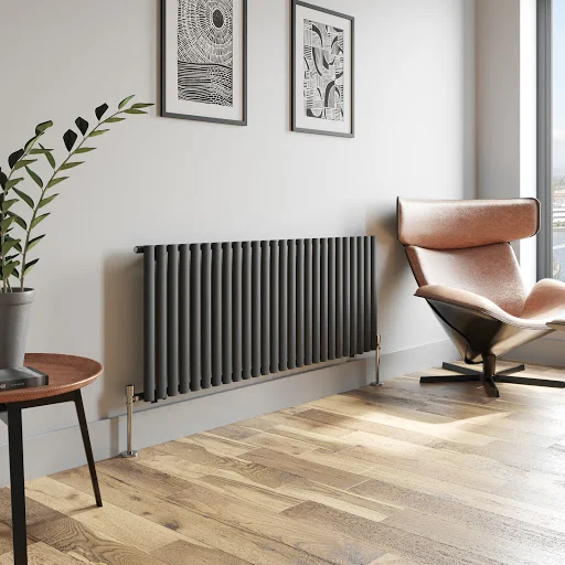 DuraTherm Horizontal Oval Tube Single Panel Designer Radiator - 600 X 1560mm Anthracite 3 DuraTherm Horizontal Oval Tube Single Panel Designer Radiator - 600 X 1560mm Anthracite