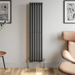 DuraTherm Vertical Oval Tube Single Panel Designer Radiator - 1600 X 360mm Anthracite -UK Bathroom Supplies Sales 64e977b8 c03c 4a74 bb50 5bffaa9f2415