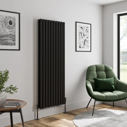 DuraTherm Vertical Oval Tube Double Panel Designer Radiator - 1600 X 600mm Black 4 DuraTherm Vertical Oval Tube Double Panel Designer Radiator - 1600 X 600mm Black - Image 2