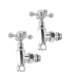 Ultraheat 15mm Traditional Cross Head Angled Manual Radiator Valve And Lockshield Pack - Chrome - TLB850C
