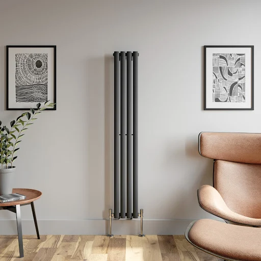 DuraTherm Vertical Oval Tube Single Panel Designer Radiator - 1600 X 240mm Anthracite 4 DuraTherm Vertical Oval Tube Single Panel Designer Radiator - 1600 X 240mm Anthracite - Image 2