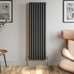 DuraTherm Vertical Oval Tube Double Panel Designer Radiator - 1600 X 480mm Anthracite -UK Bathroom Supplies Sales 72975293 2767 4c96 b65d 0ee3d68e2173