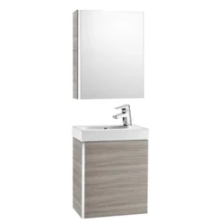 Roca Mini 450mm Basin Unit With Basin & Mirrored Cabinet Textured Grey - 855866156